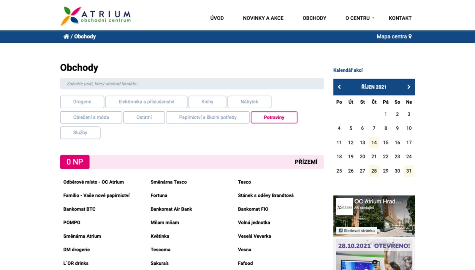 Shopping Center Website