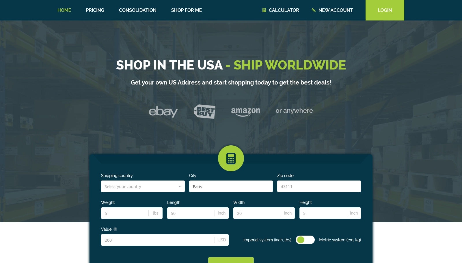 Instant Shipping Rate Calculation